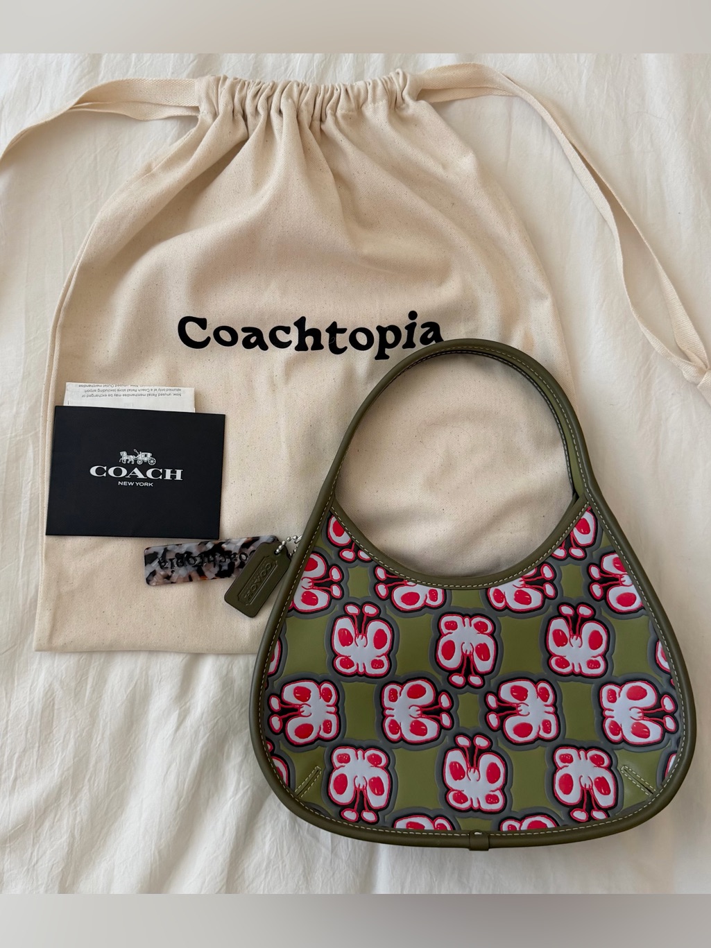 Coachtopia Brand New Green Leather Butterfly Shoulder Purse